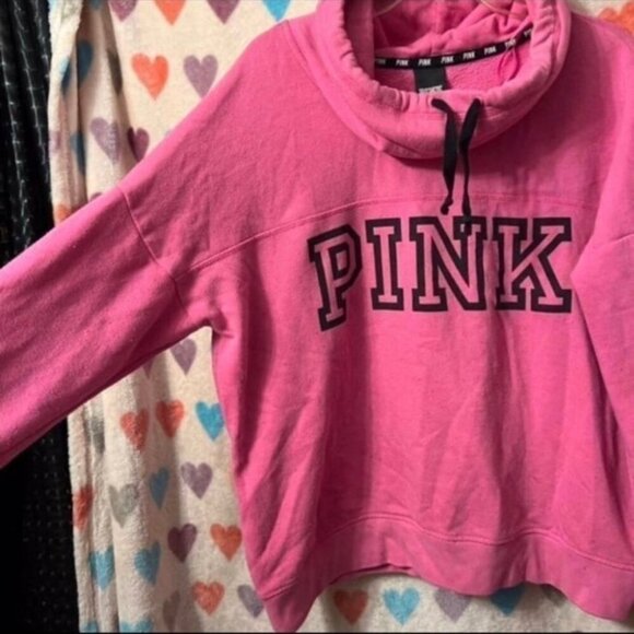 Victoria's Secret PINK Funnel Neck Hoodie Large Logo VS - Picture 5 of 6
